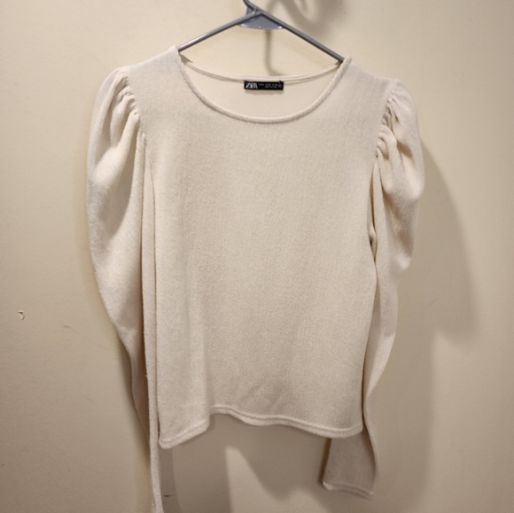 ZARA Cream Puff long sleeves Casual Top Size M - Picture 3 of 10